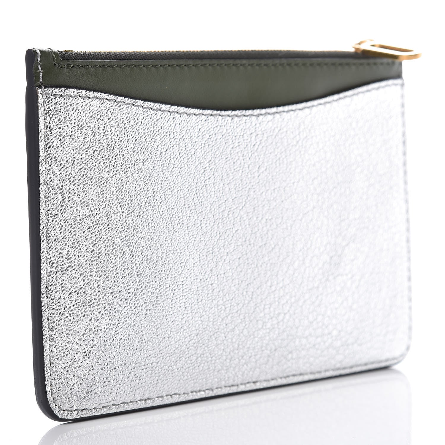 Burberry Metallic Hayes Goatskin D-Ring Zipper Coin Pouch Silver 3 of 8