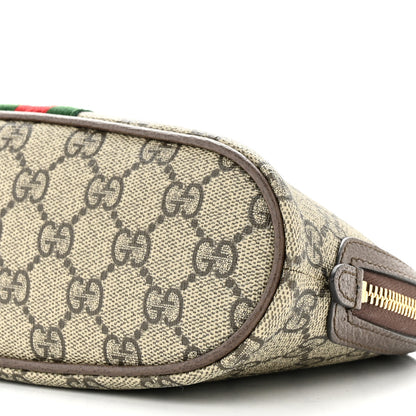 Gucci GG Supreme Monogram Textured Calfskin Web Large Ophidia Cosmetic Case Beige Ebony New Acero 10 of 11