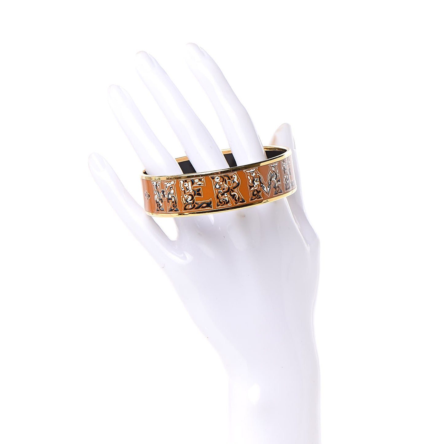 Enamel Printed Alphabet Russe Wide Bracelet 70 Potiron