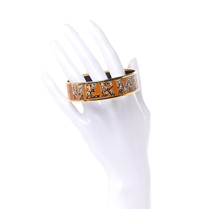 Hermes Enamel Printed Alphabet Russe Wide Bracelet 70 Potiron 2 of 5