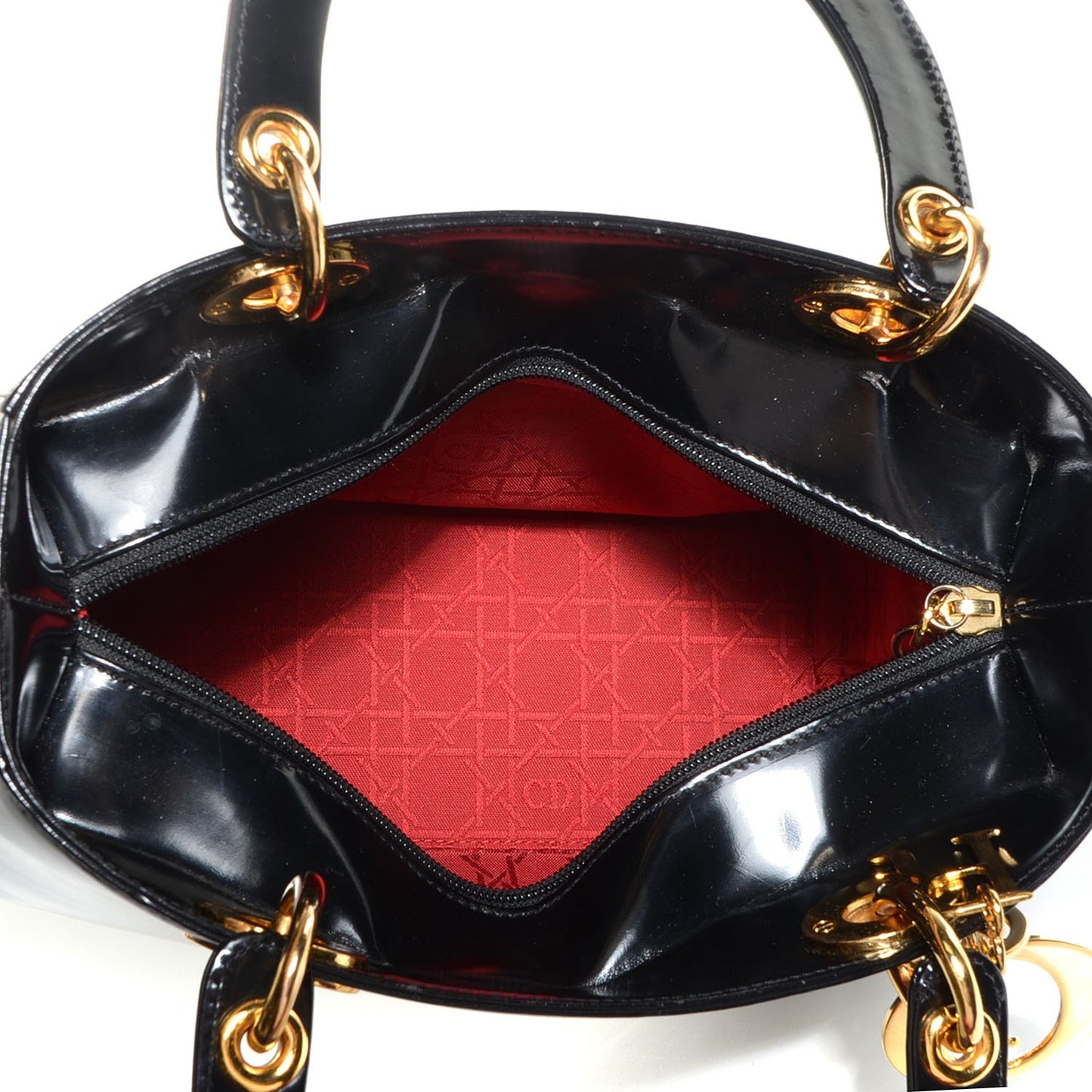 Vintage Patent Medium Lady Dior Black