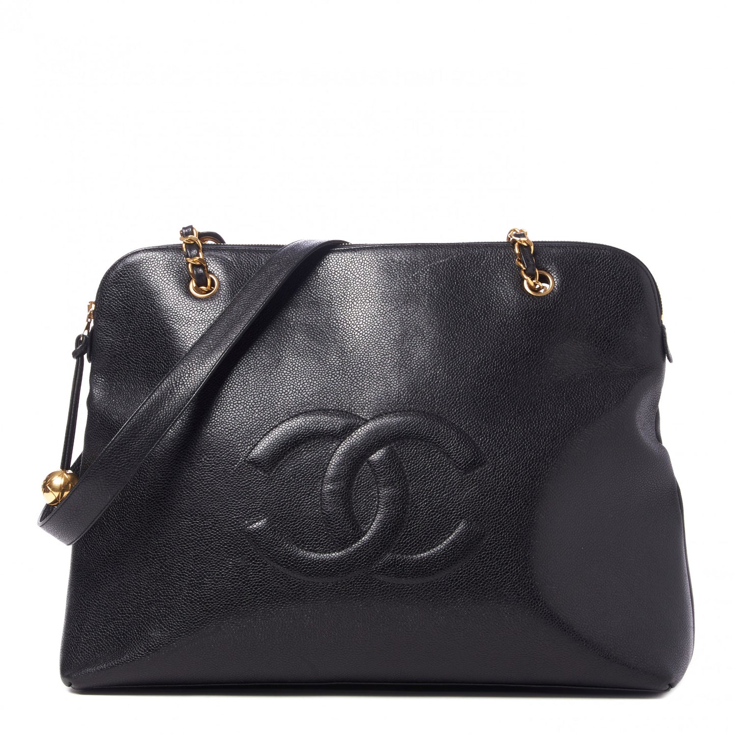 Caviar Large CC Shoulder Bag Black