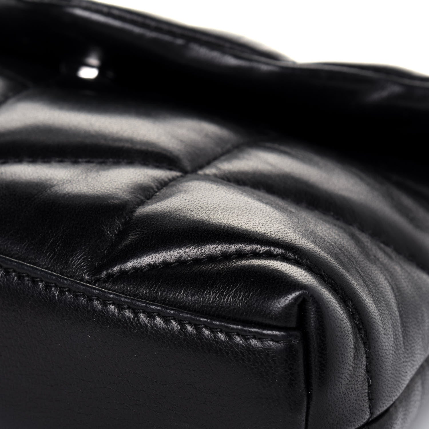 Saint Laurent Lambskin Monogram Loulou Puffer Pouch Clutch Black 12 of 17