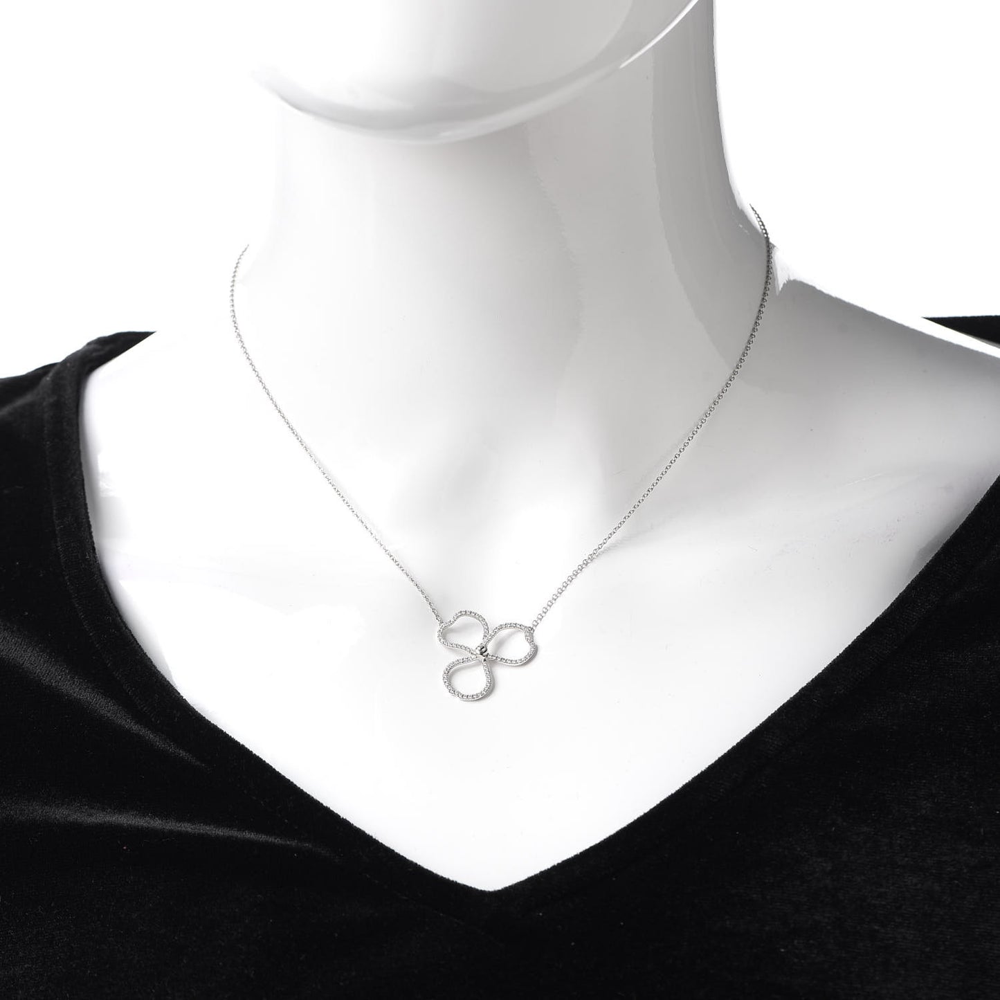 Platinum Diamond Large Paper Flowers Pendant Necklace