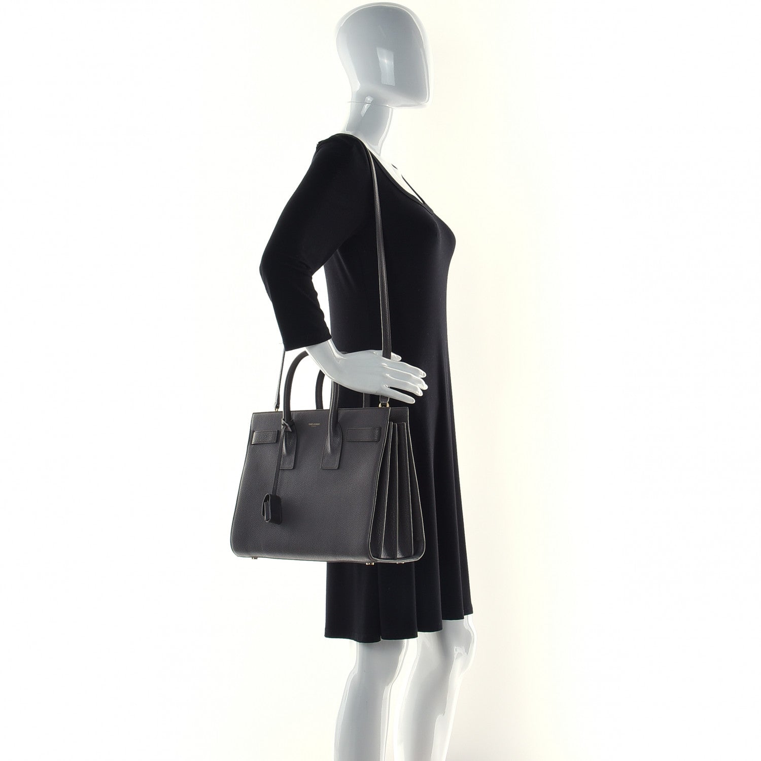 Saint Laurent Grained Calfskin Small Sac De Jour Fog 4 of 12