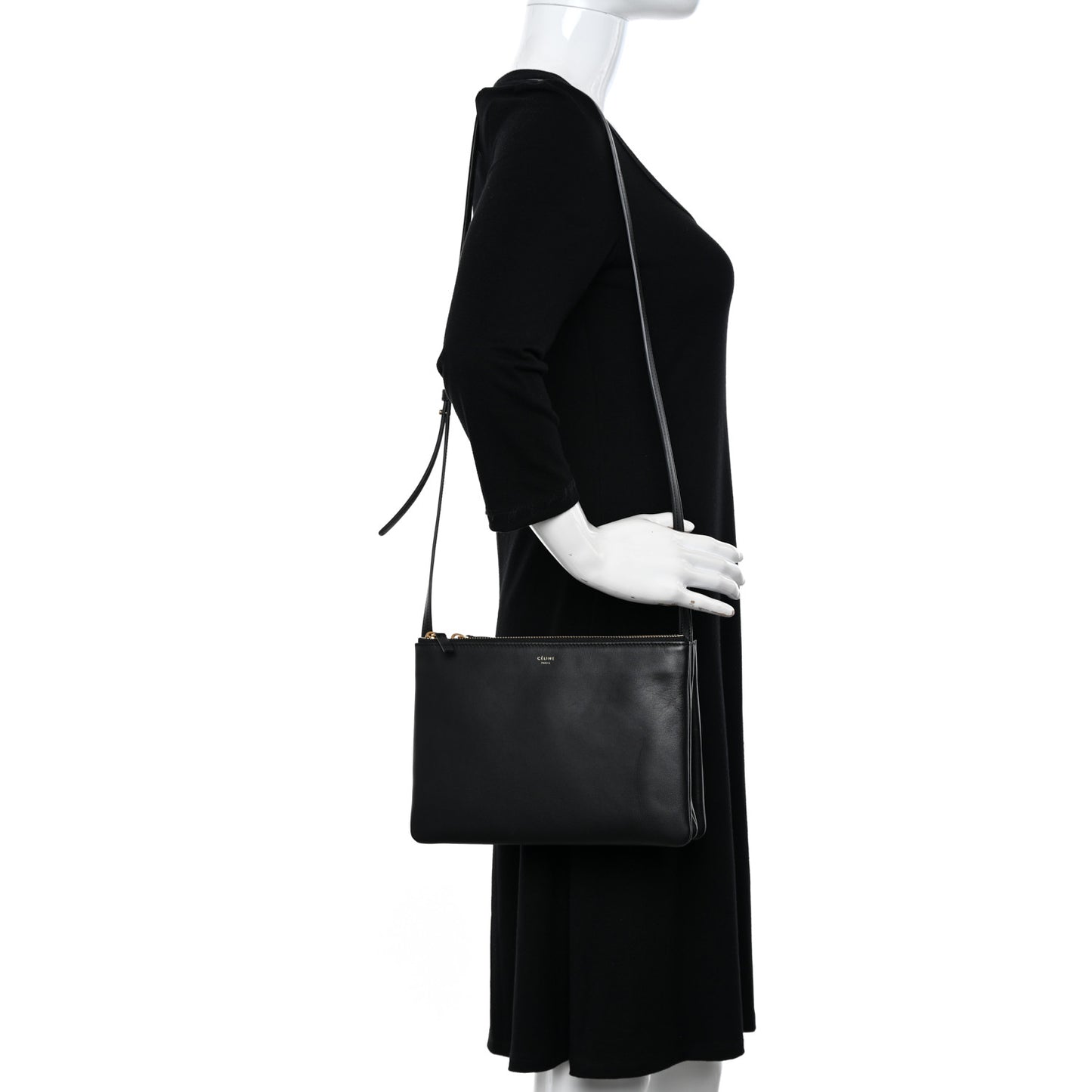 Lambskin Large Trio Crossbody Bag Black
