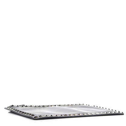 Valentino Garavani Pebbled Calfskin Large Rockstud Zip Pouch Black 4 of 8