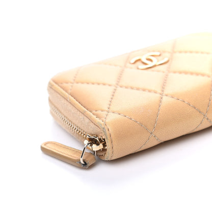 Chanel Metallic Lambskin Quilted Graffiti Zip Around Coin Purse Wallet Beige 8 of 10