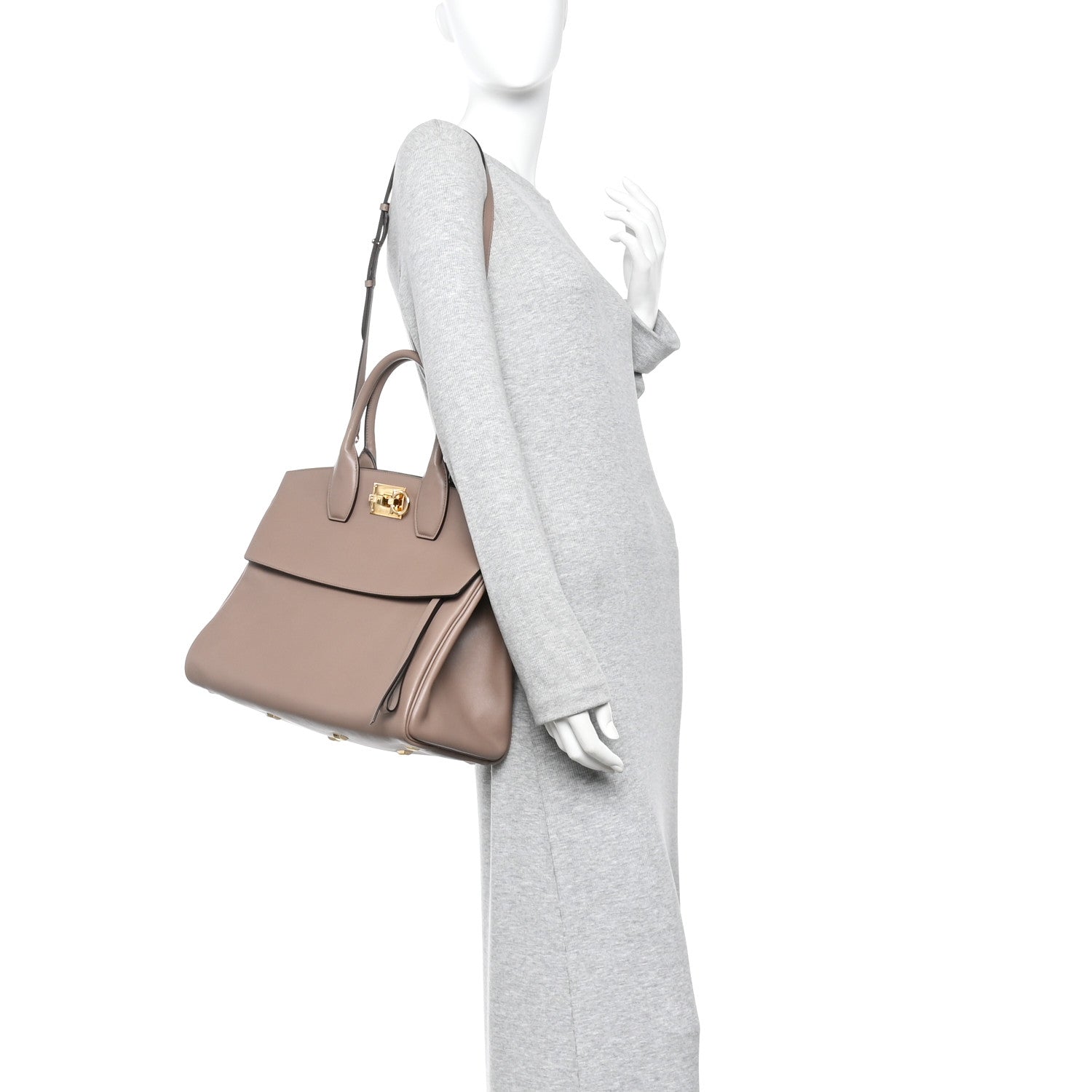 Salvatore Ferragamo Smooth Calfskin Large The Studio Bag Caraway Salvatore Ferragamo Smooth Calfskin Large The Studio Bag Caraway