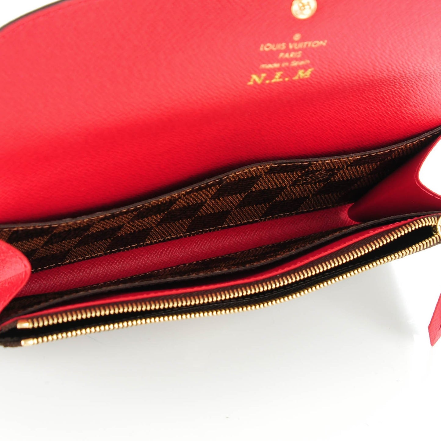 Damier Ebene Emilie Wallet Red