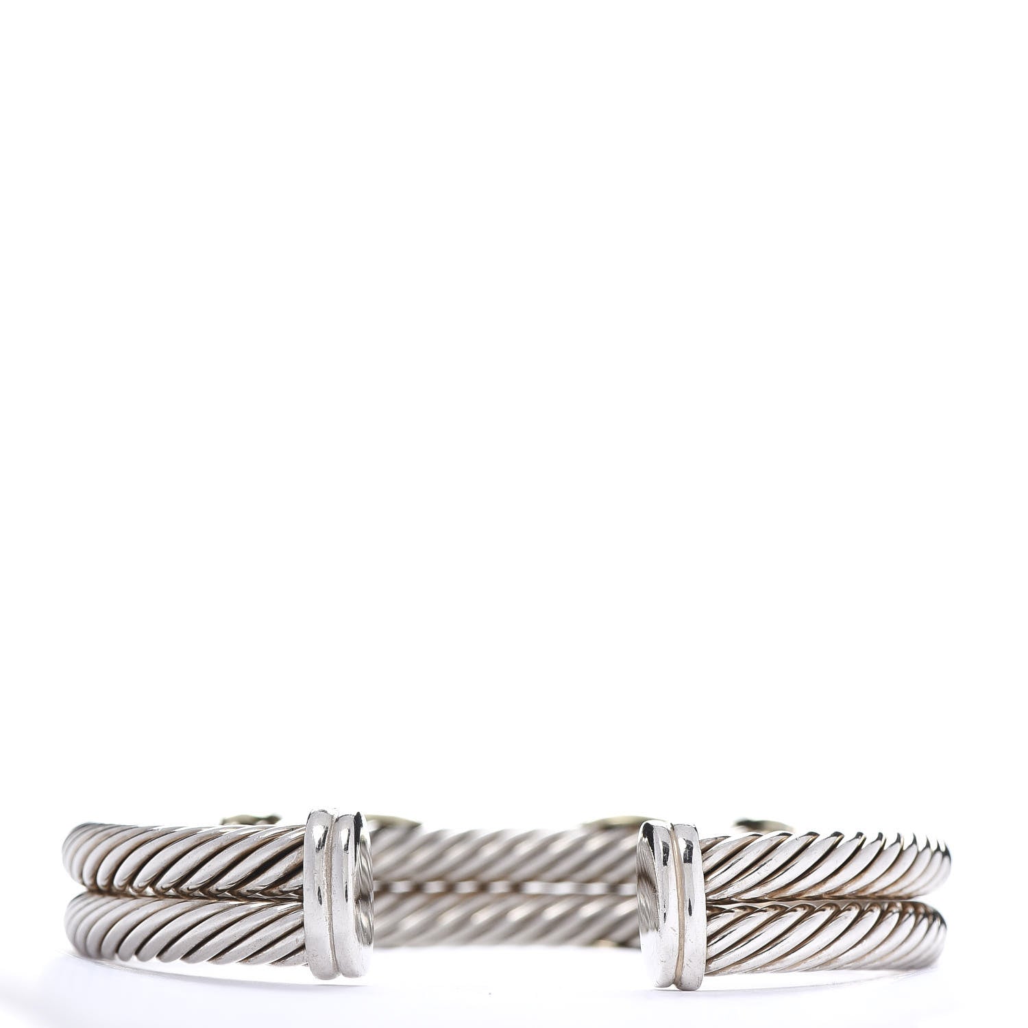 David Yurman Sterling Silver 14K Yellow Gold 10mm Double X Bracelet 3 of 4