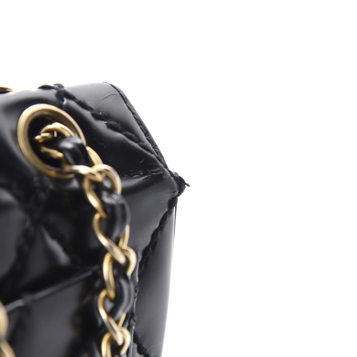 Glazed Calfskin Quilted Medium Single Flap Black