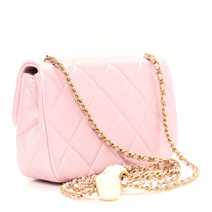 Chanel Pearly Lambskin Pearl Quilted Small Flap Pink 2 of 11
