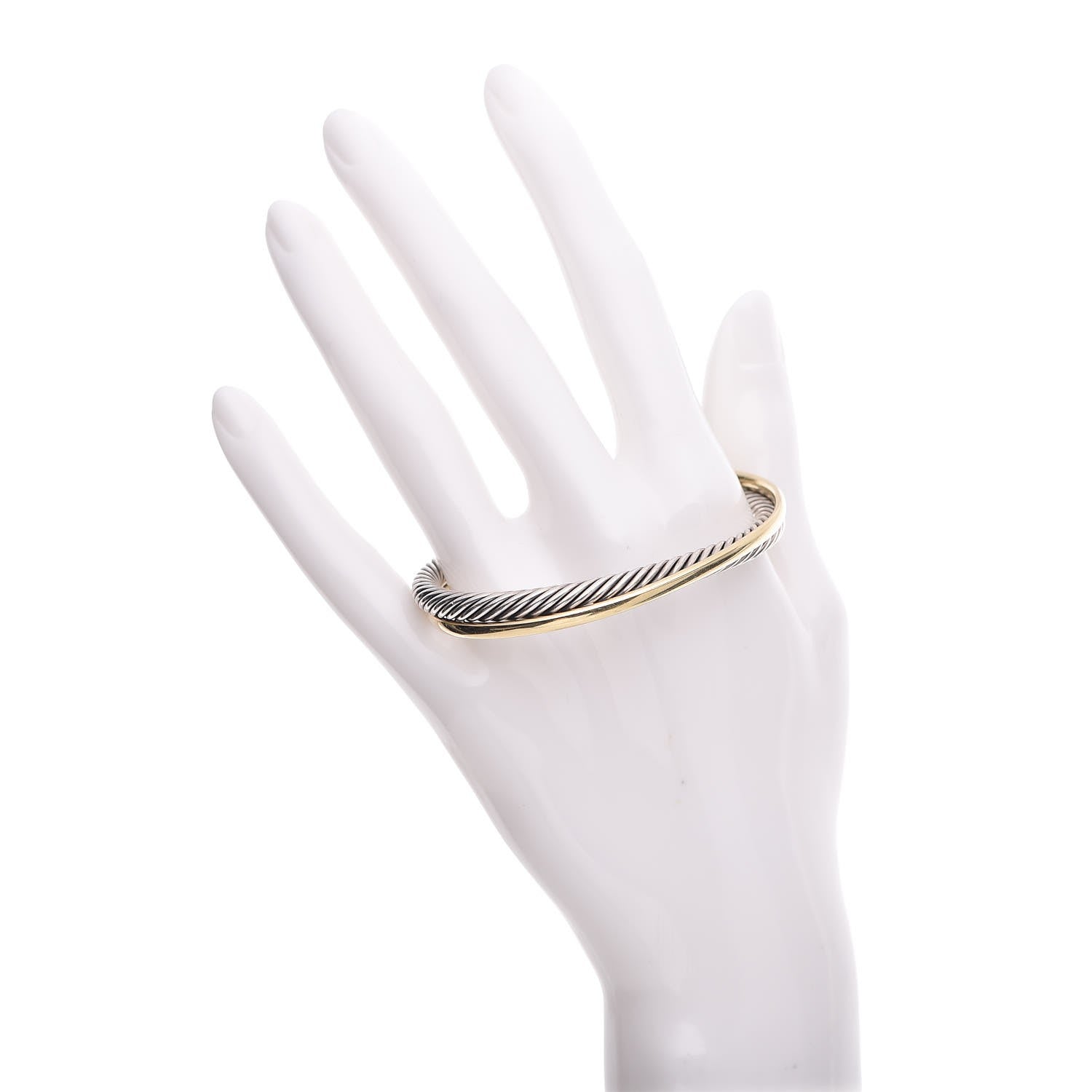 David Yurman Sterling Silver 18K Yellow Gold 5mm Crossover Cuff Bracelet 2 of 5