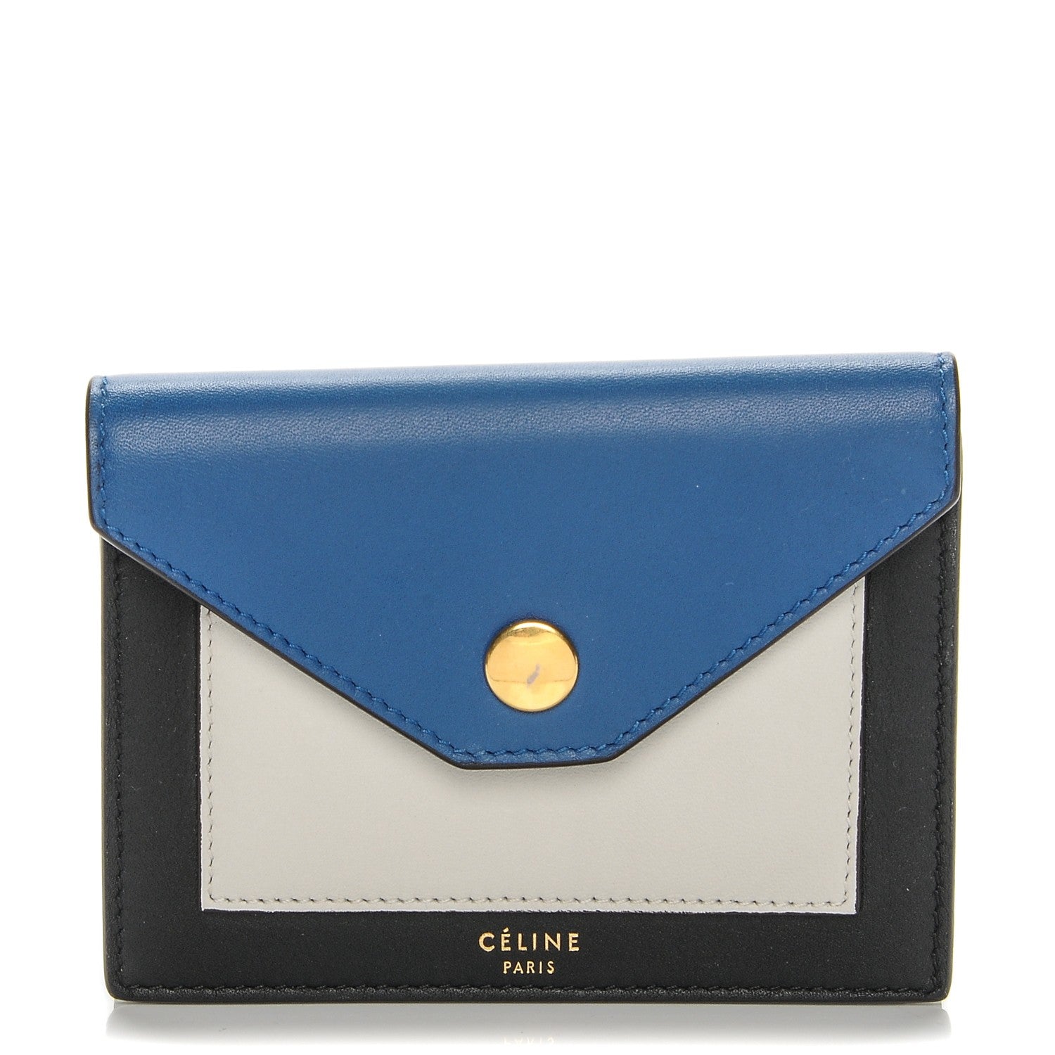 Celine Smooth Calfskin Pocket Card Holder Sea 1 of 6