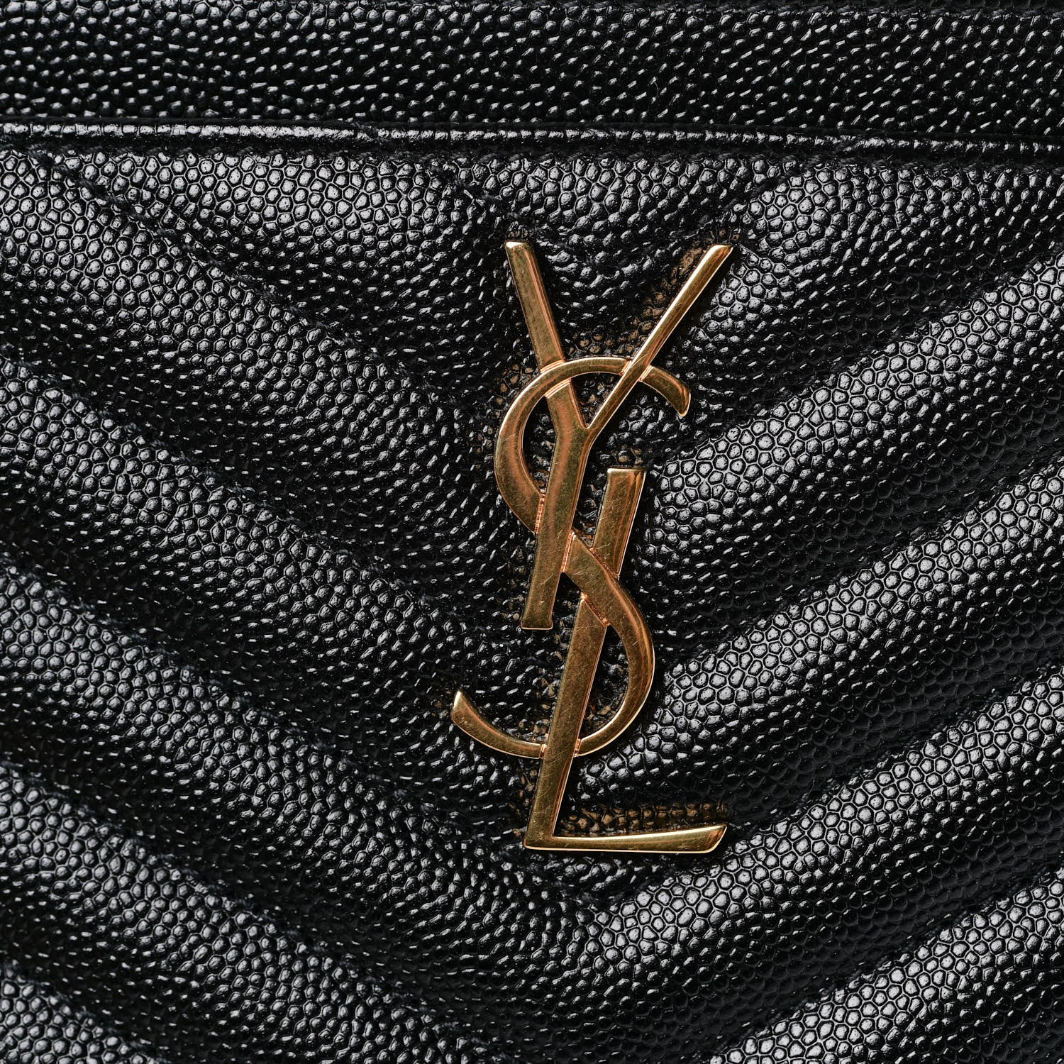 Saint Laurent Grain De Poudre Chevron Monogram Large Bill Pouch Black 8 of 17