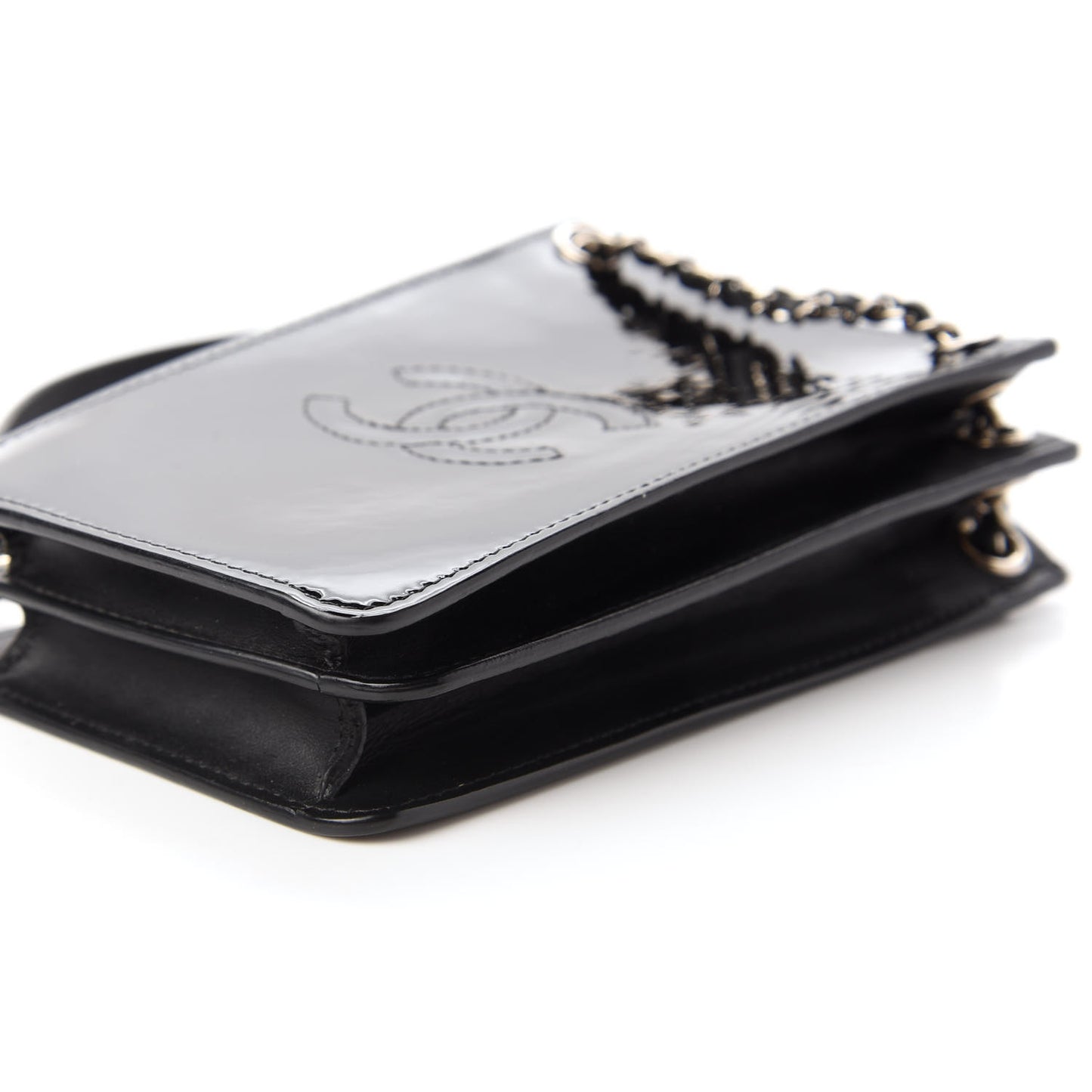 Patent CC Phone Holder Crossbody Black