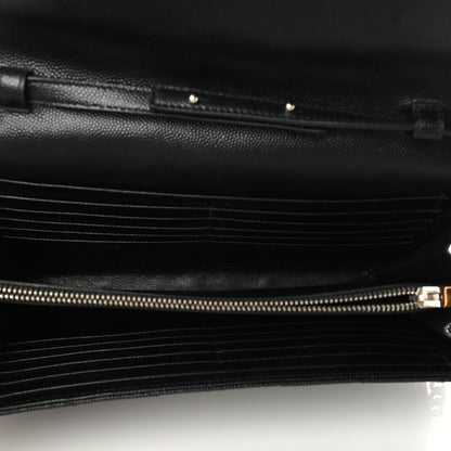 Saint Laurent Grain De Poudre Matelasse Chevron Monogram Chain Wallet Black 5 of 9