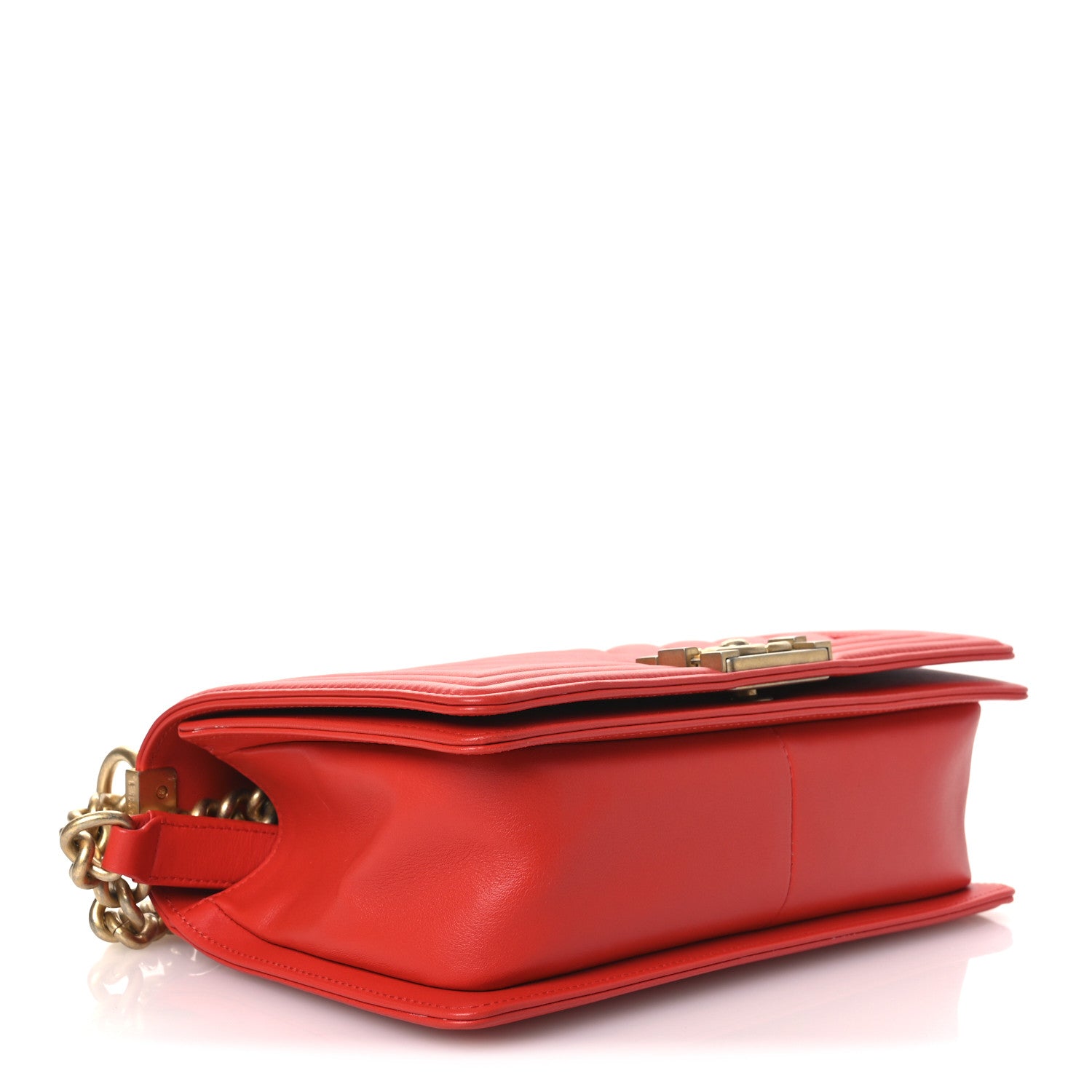 Chanel Calfskin Chevron Quilted Medium Boy Flap Red 4 of 11