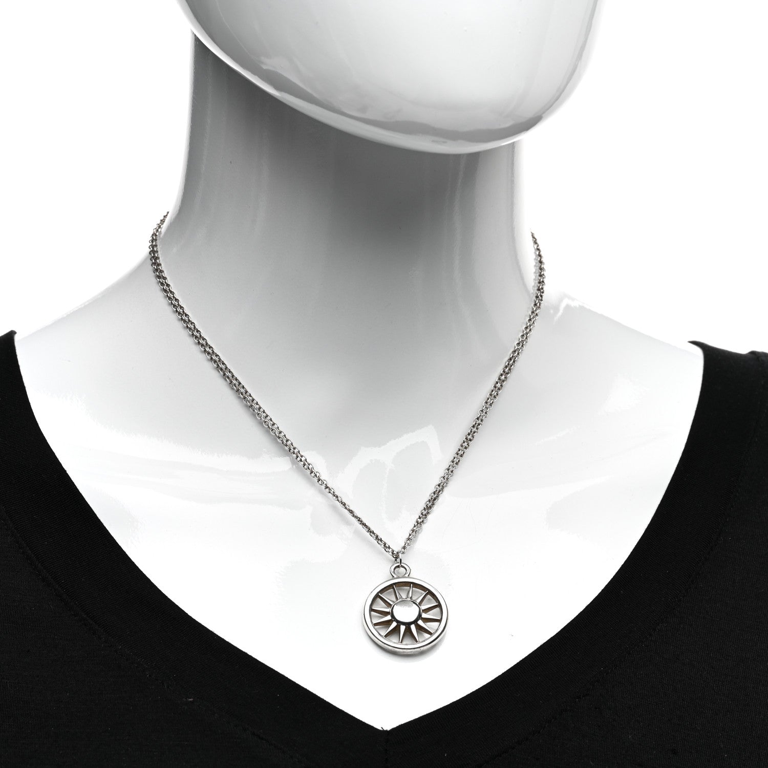 Tiffany Sterling Silver Sun Double Chain Pendant Necklace 2 of 4