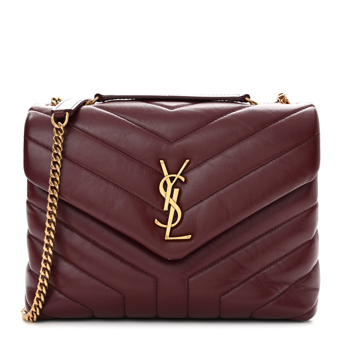 Calfskin Y Quilted Monogram Small Loulou Chain Satchel Dark Legion Red