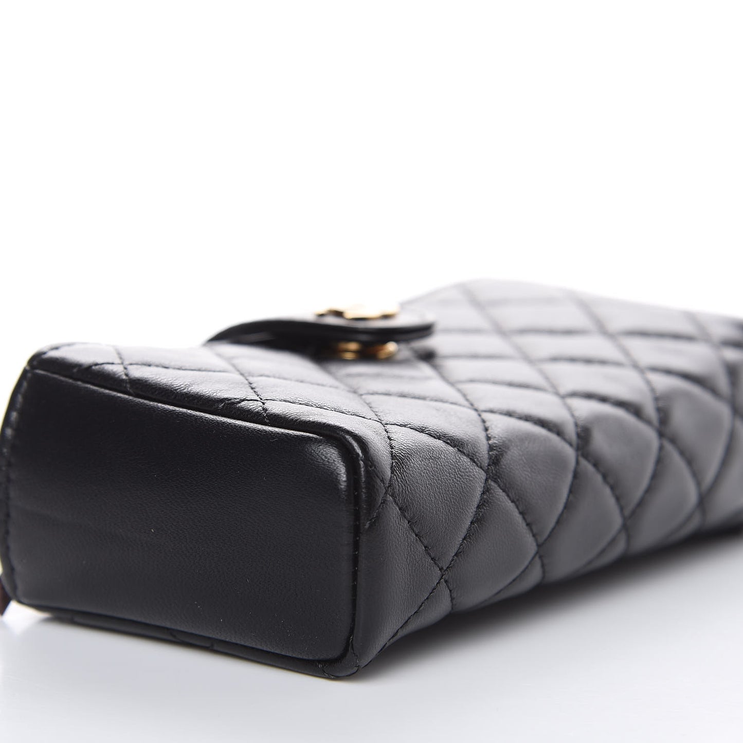 Lambskin Quilted Mini Phone Holder Clutch Black