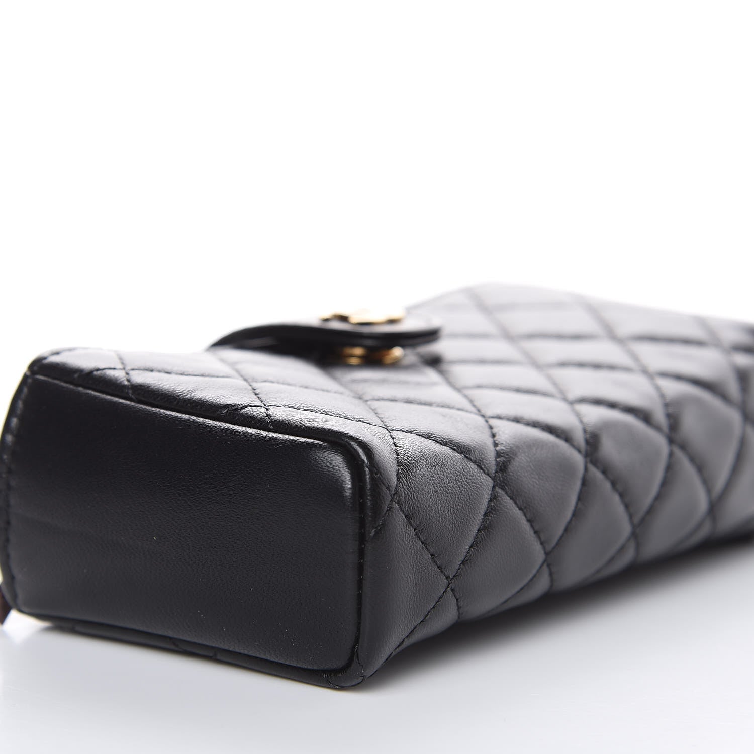 Chanel Lambskin Quilted Mini Phone Holder Clutch Black 5 of 10