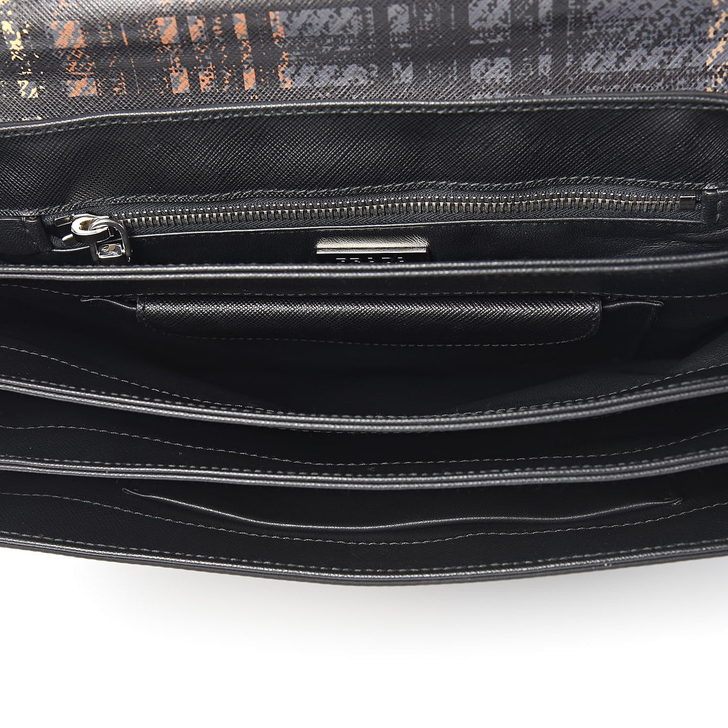 Tessuto Nylon Saffiano Tartan Print Top Handle Bag Cammello