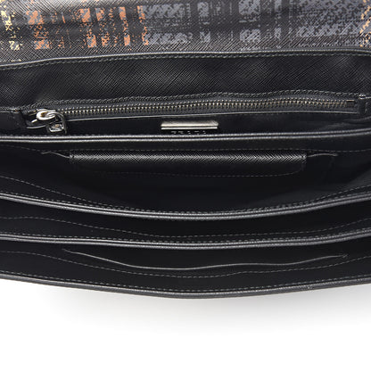 Prada Tessuto Nylon Saffiano Tartan Print Top Handle Bag Cammello 5 of 10