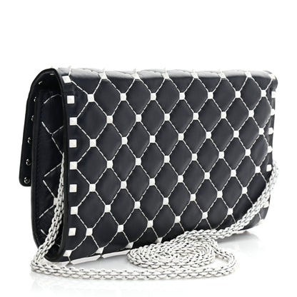 Valentino Garavani Lambskin Free Rockstud Spike Wallet On Chain Marine 2 of 12