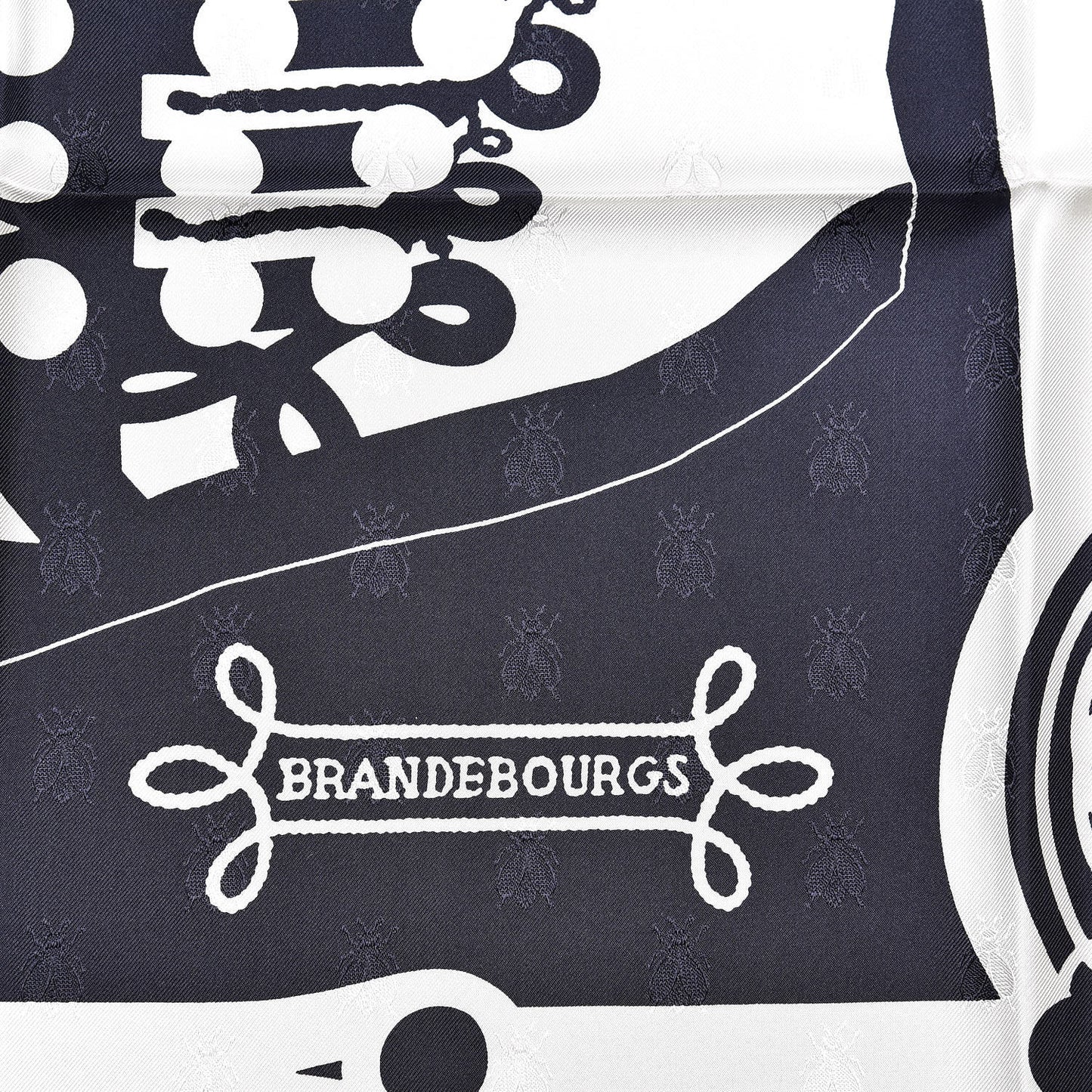 Silk Brandebourgs Tattoo Scarf 90 Marine Blanc
