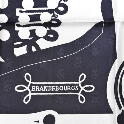 Hermes Silk Brandebourgs Tattoo Scarf 90 Marine Blanc 3 of 6
