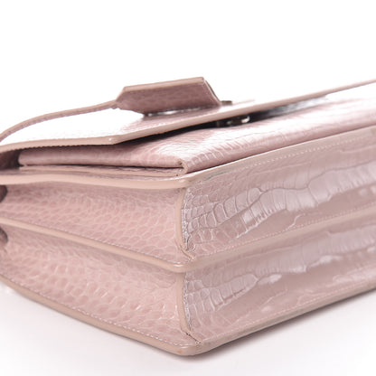 Saint Laurent Calfskin Crocodile Embossed Medium Monogram Sunset Powder Pink 5 of 10