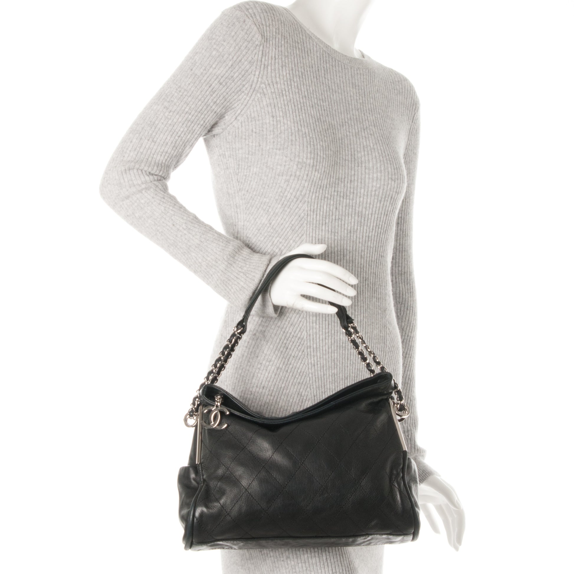 Chanel Lambskin Stitched Medium Ultimate Soft Tote Black 2 of 7