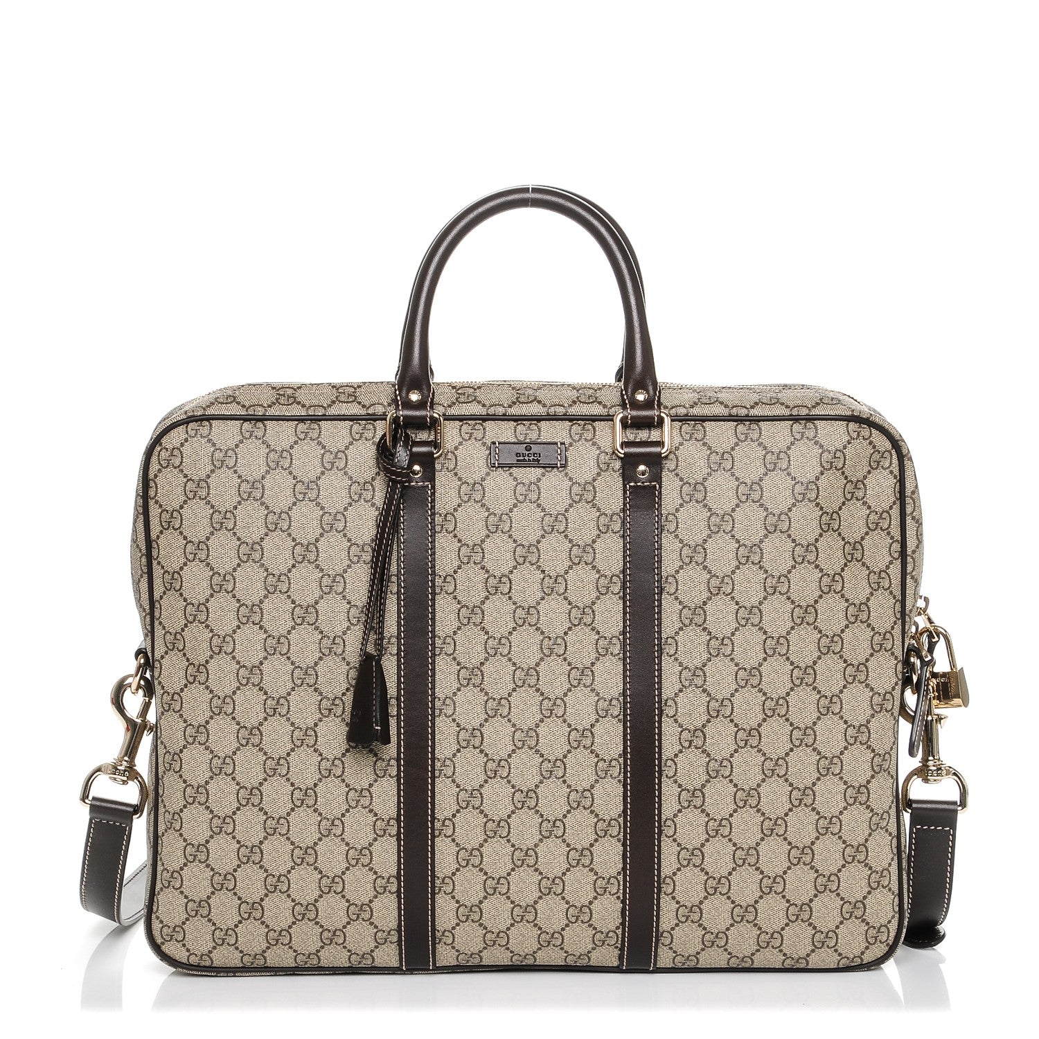 Gucci GG Plus Monogram Selleria Calfskin Briefcase Beige Ebony Cocoa 1 of 7
