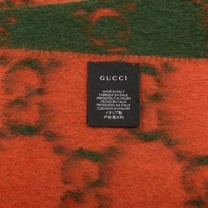 Gucci Wool Alpaca GG Monogram Big GG Rock Scarf Green Red 3 of 4