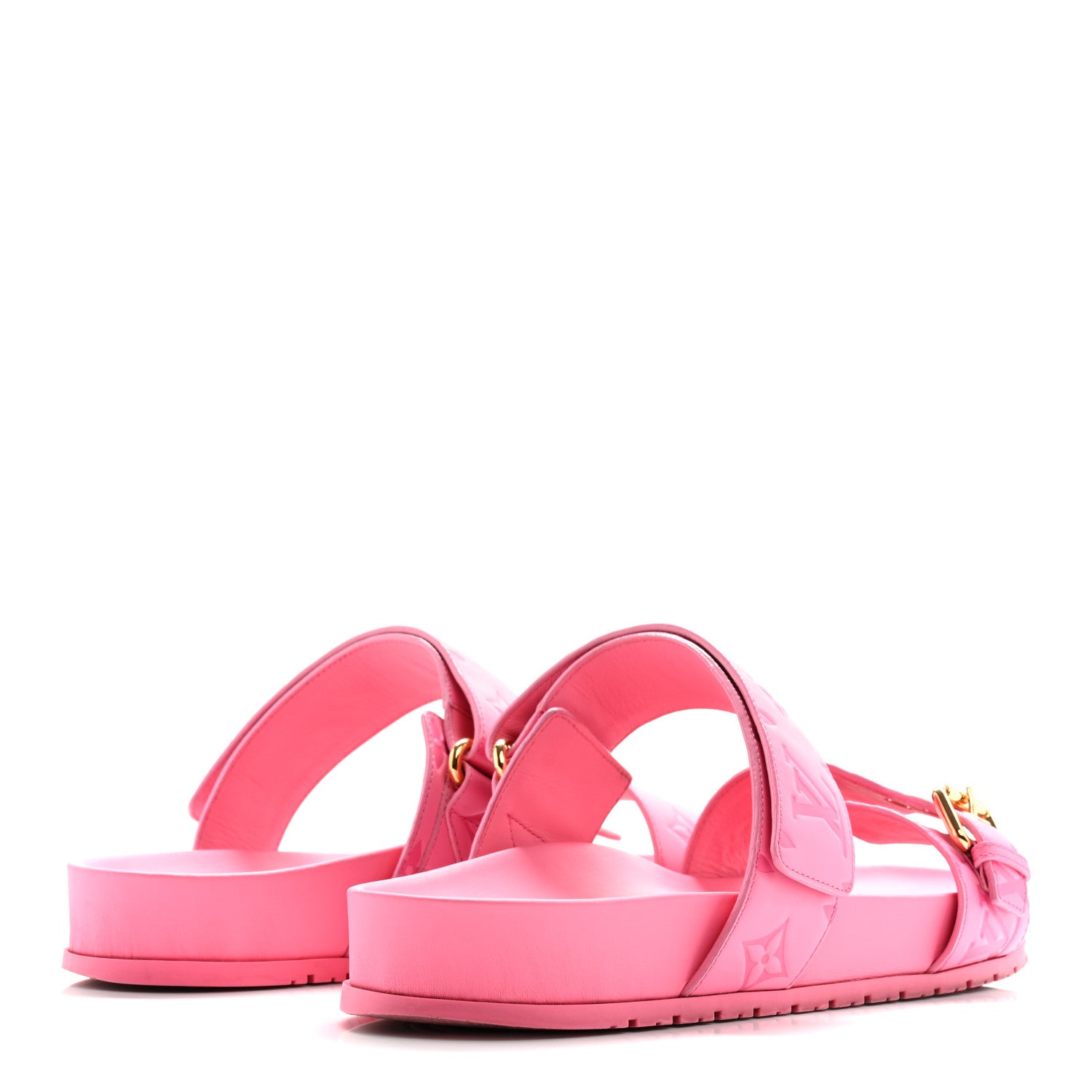 Louis Vuitton Calfskin Monogram Embossed Bom Dia Flat Mule Sandals 41 Pink 5 of 12