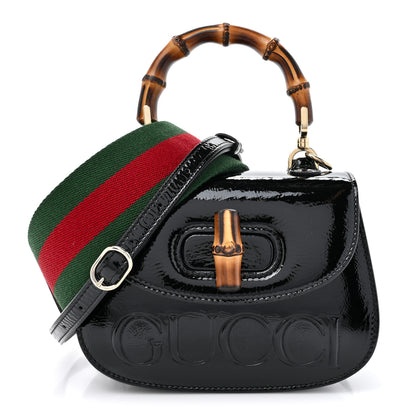 Gucci Patent Web MIni Bamboo 1947 Top Handle Bag Black 1 of 11