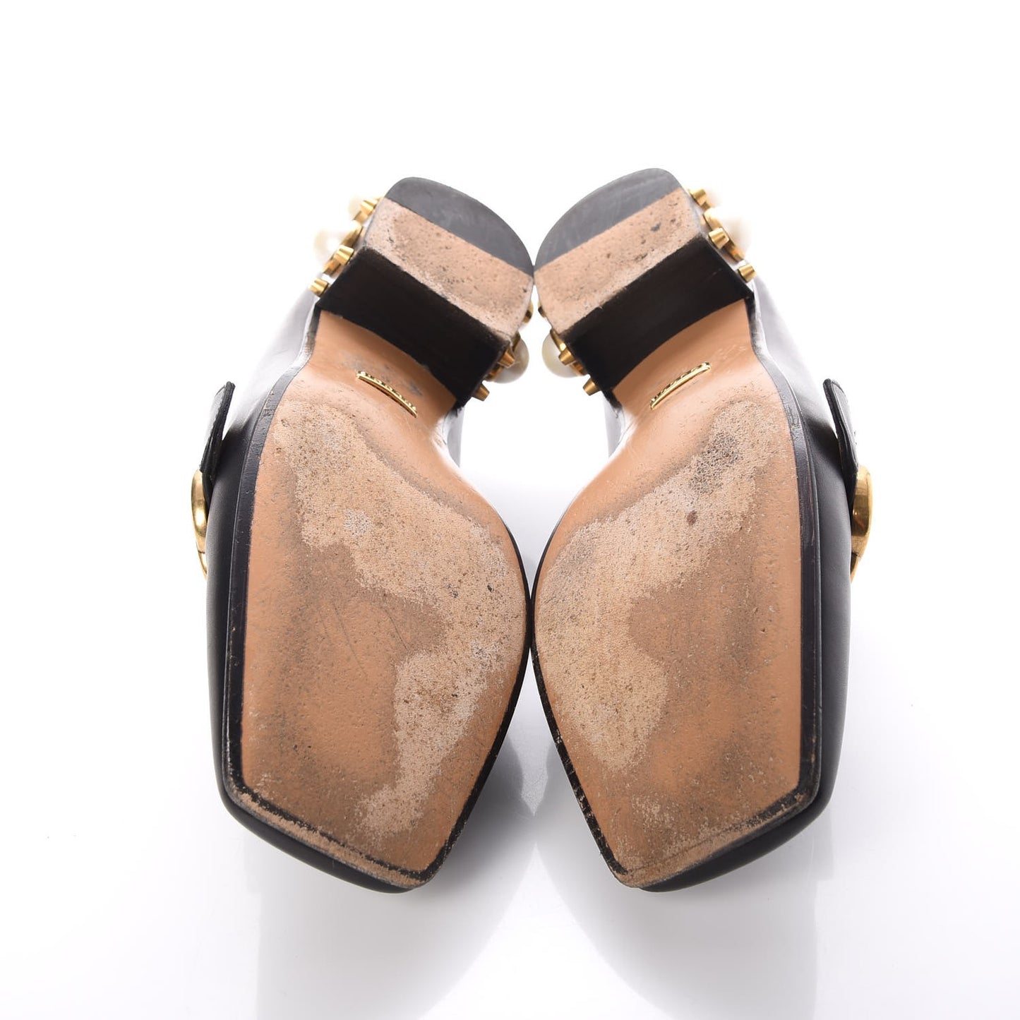 Calfskin Web Pearl Embellished Peyton Loafers 40 Black