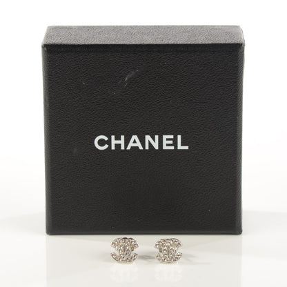 Chanel Crystal Timeless CC Earrings Silver 4 of 5