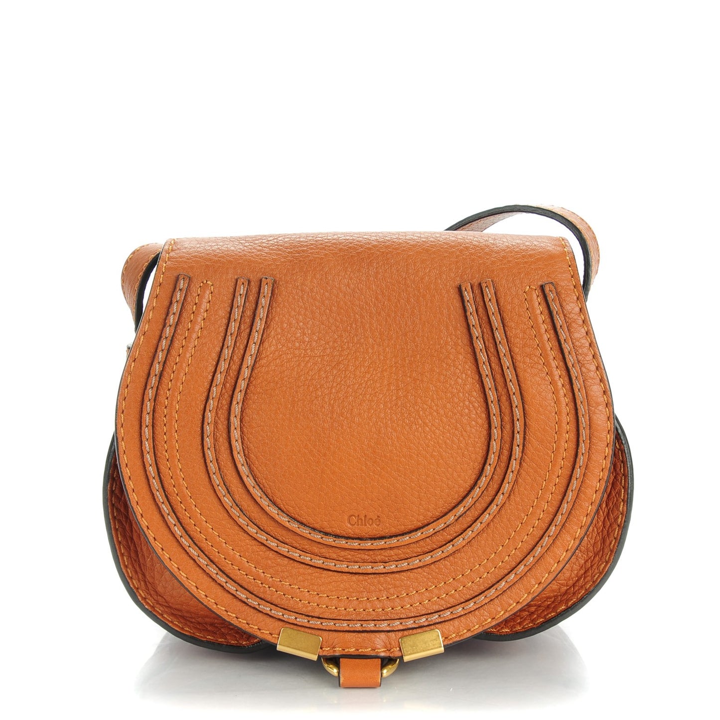 Calfskin Mini Marcie Round Crossbody Bag Tan