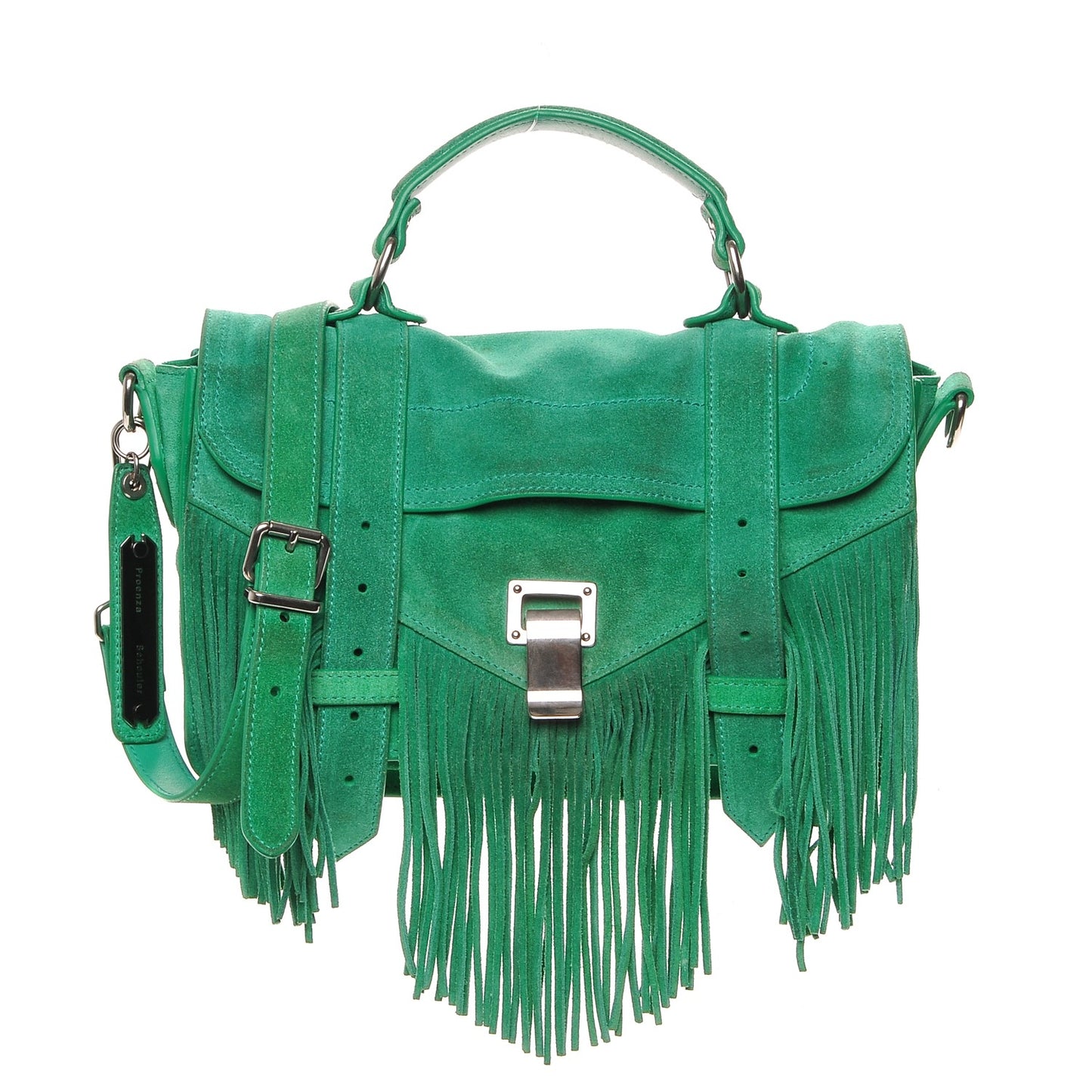 Suede Tiny PS1 Fringe Satchel Aloe