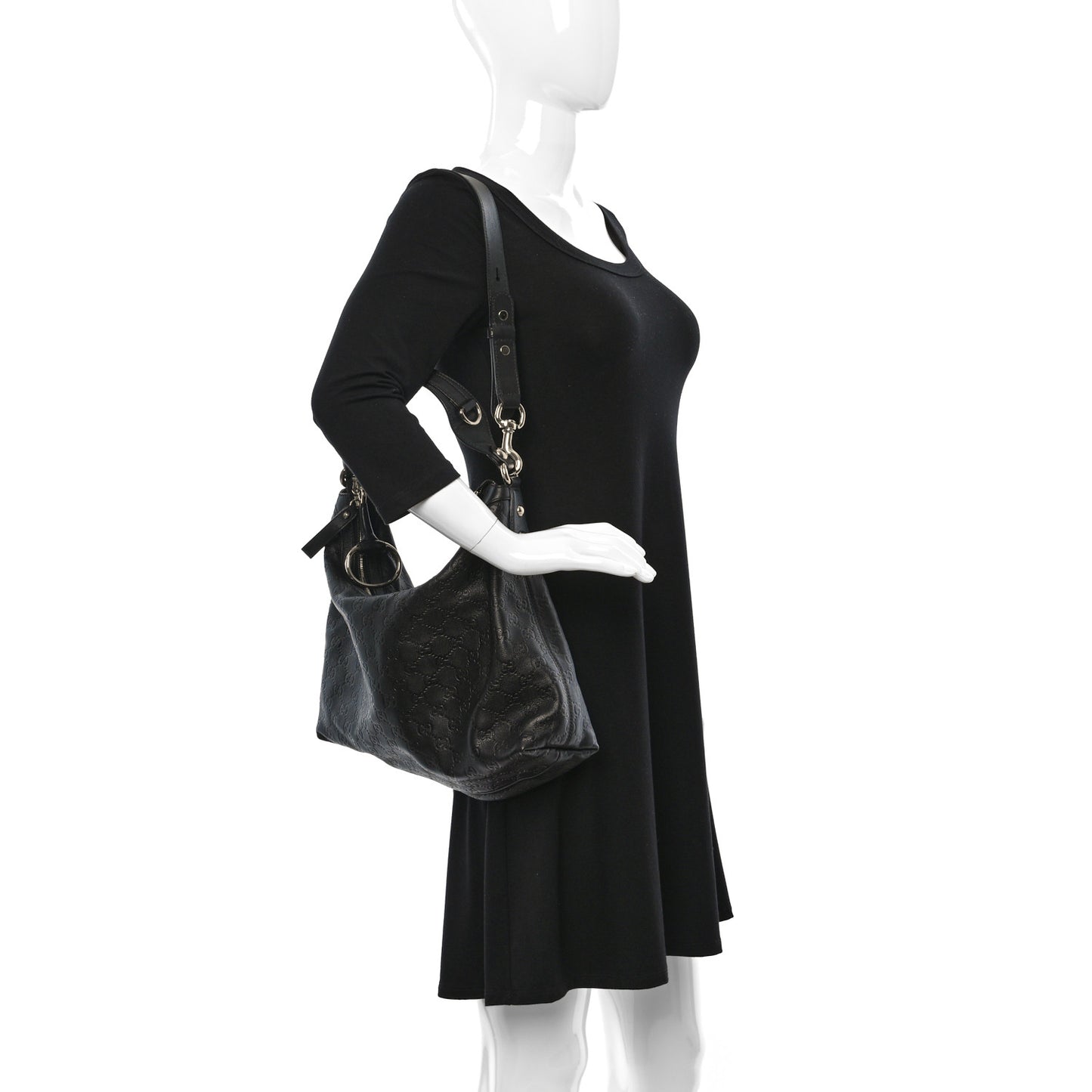 Guccissima Medium Icon Bit Hobo Black