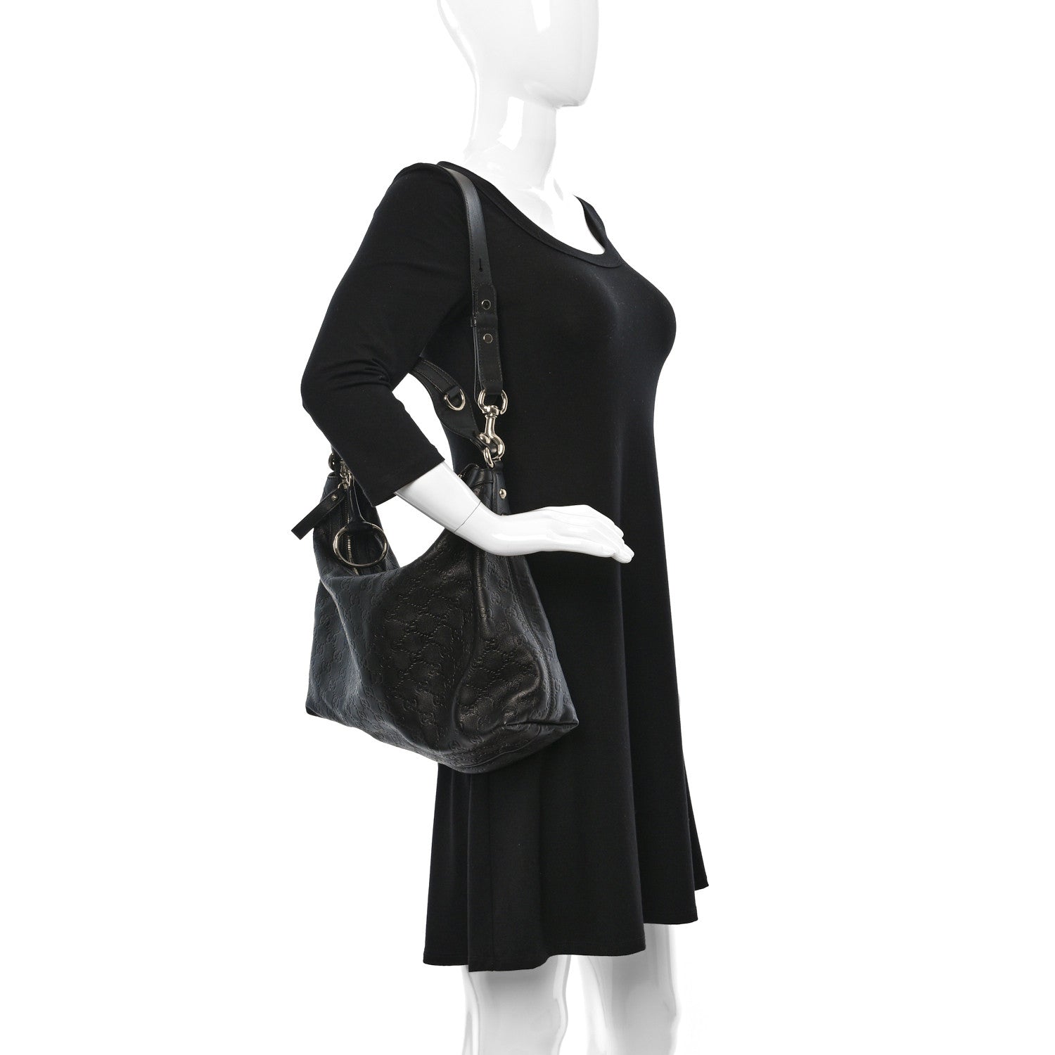 Gucci Guccissima Medium Icon Bit Hobo Black 2 of 9