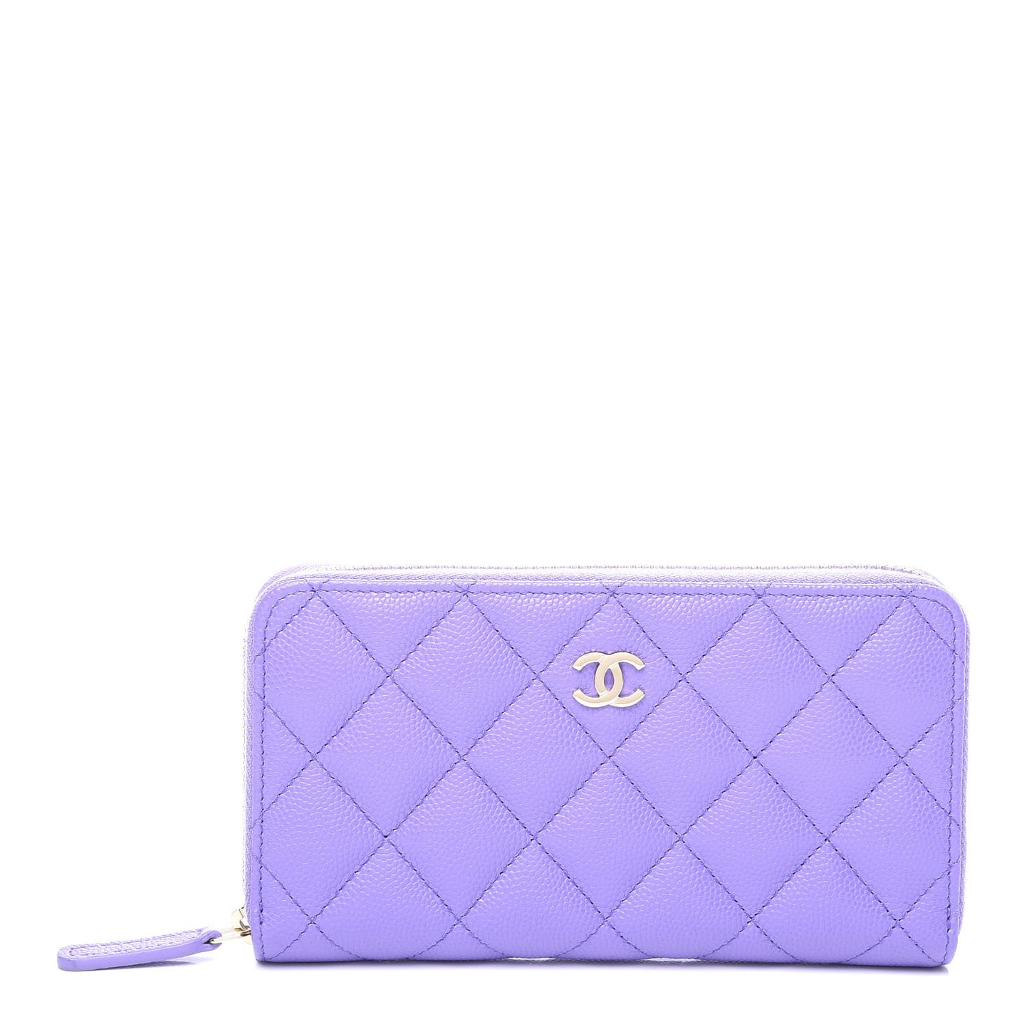 Caviar Quilted Medium Zip Around Wallet Purple