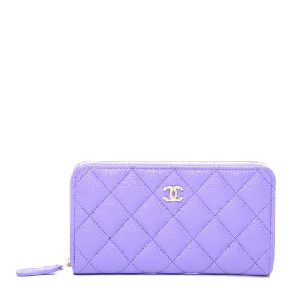 Chanel Caviar Quilted Medium Zip Around Wallet Purple 1 of 10