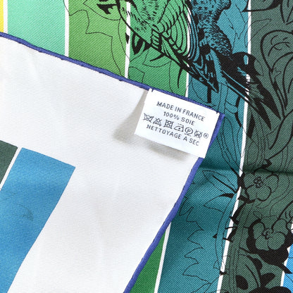 Hermes Silk Carre Jungle Love Rainbow Scarf 90 Rose Vert Jaune 3 of 4