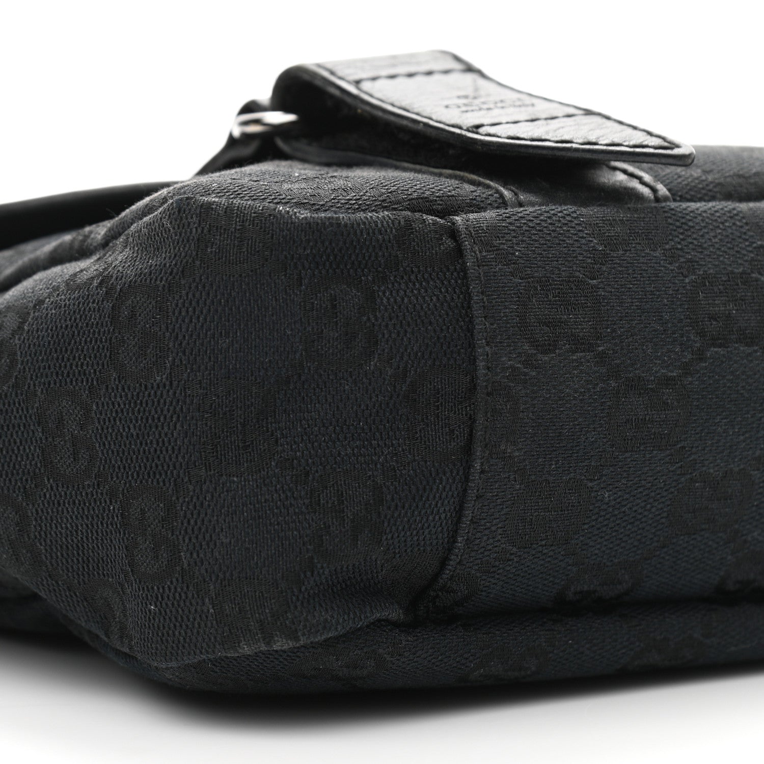 Gucci Monogram Small Double Buckle Flap Messenger Bag Black 9 of 16