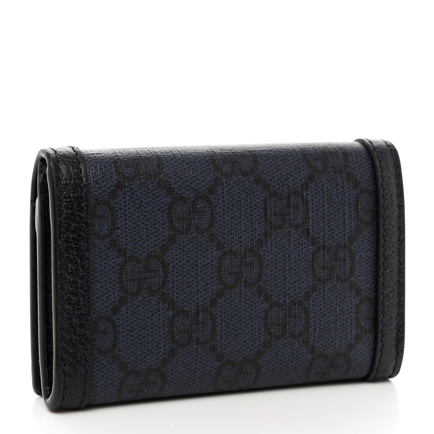 Gucci GG Supreme Monogram Textured Dollar Calfskin Card Case Blue Dark Blue 3 of 8