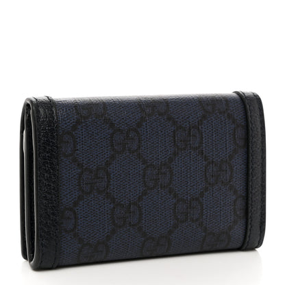 Gucci GG Supreme Monogram Textured Dollar Calfskin Card Case Blue Dark Blue 3 of 8